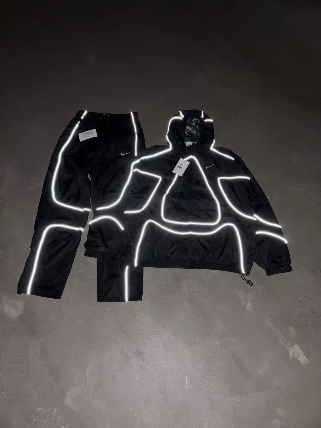 Nike Black Reflective Hoodie and Pants Set
