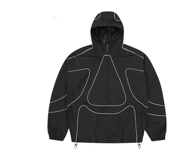Black Hooded Windbreaker Jacket