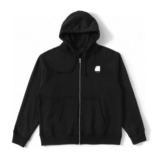Black Zip-Up Hoodie with Front Pockets