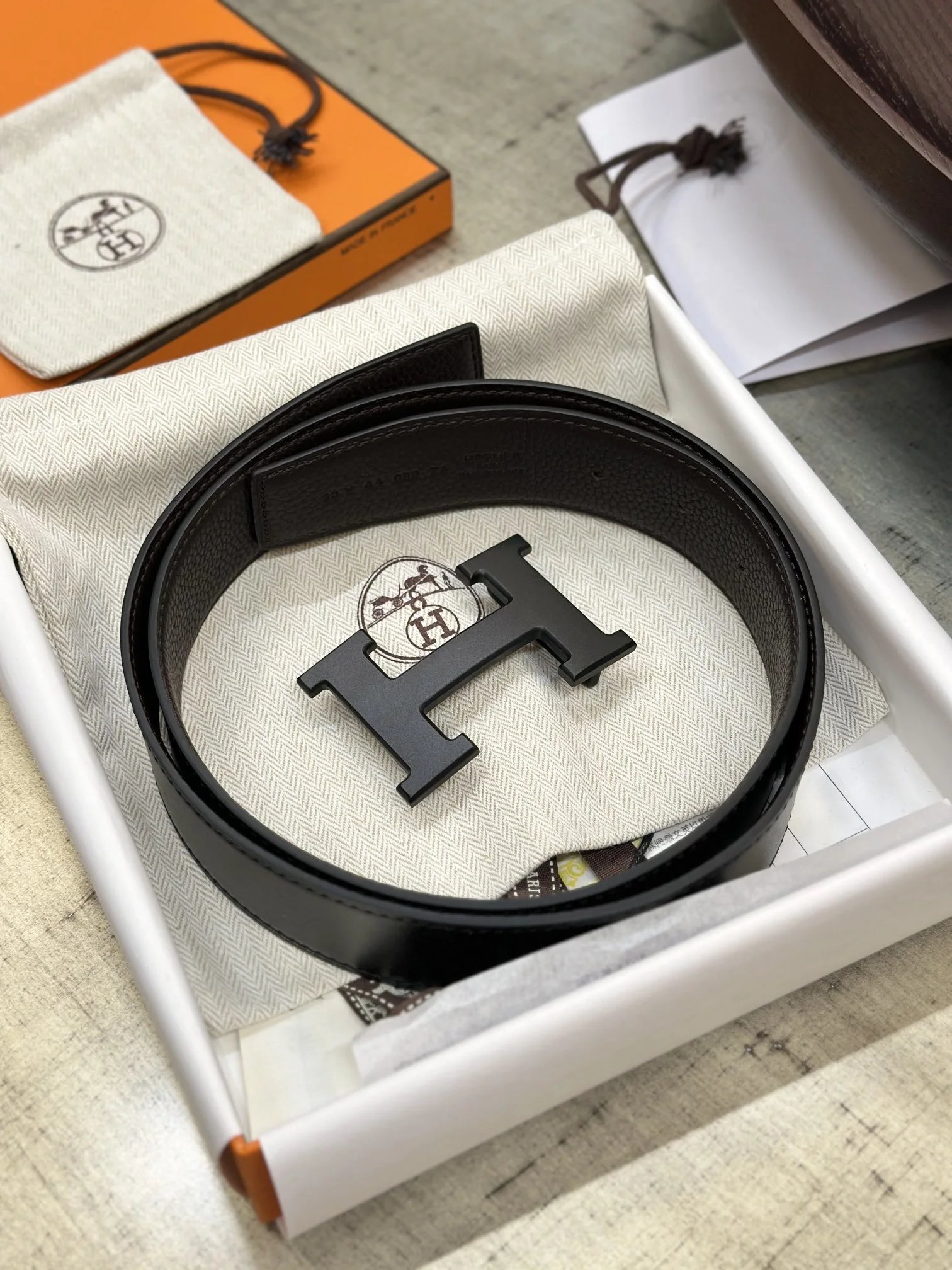 Hermes H Reversible Belt Black