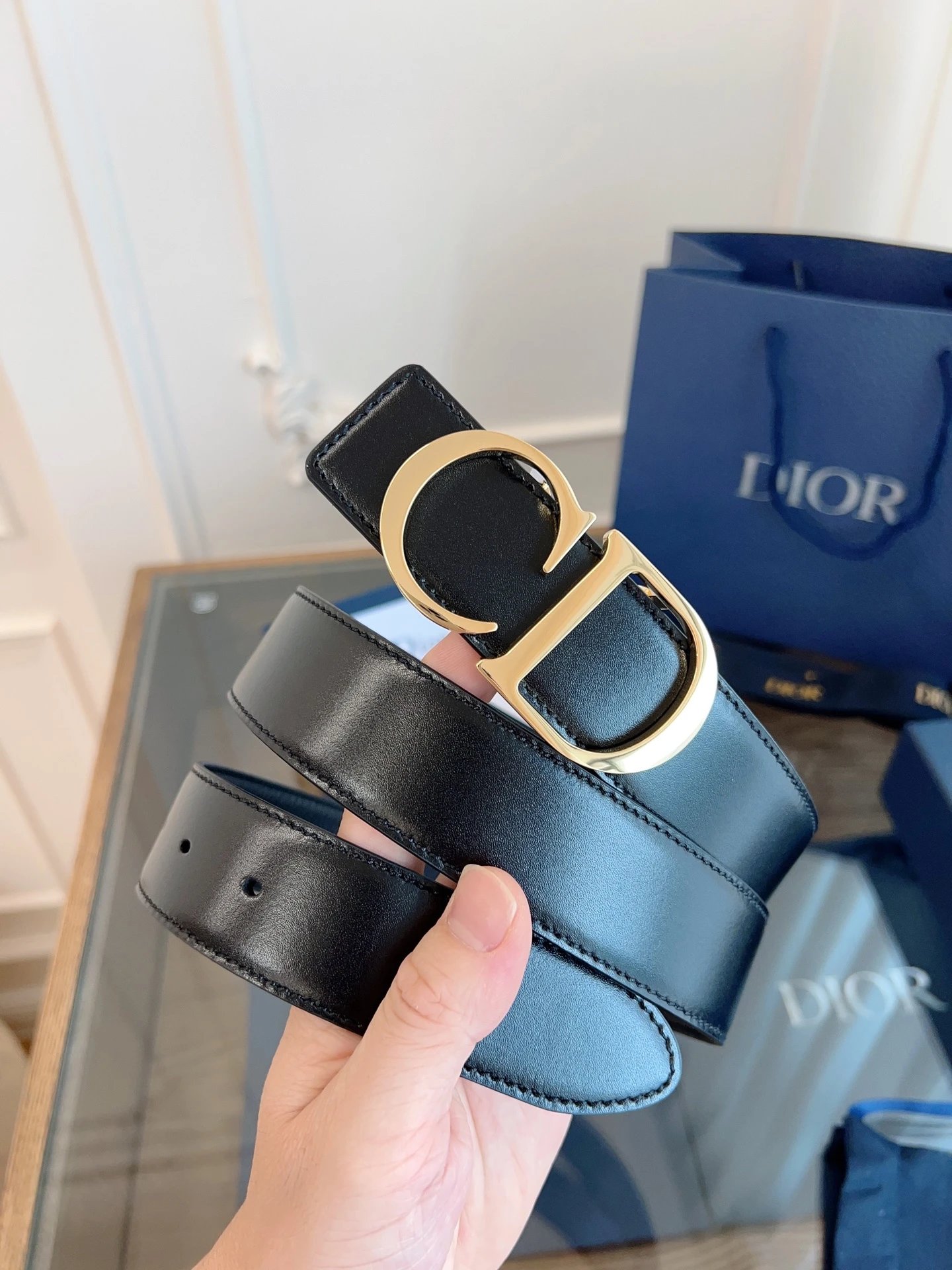 Dior 30 Montaigne Reversible Belt Black