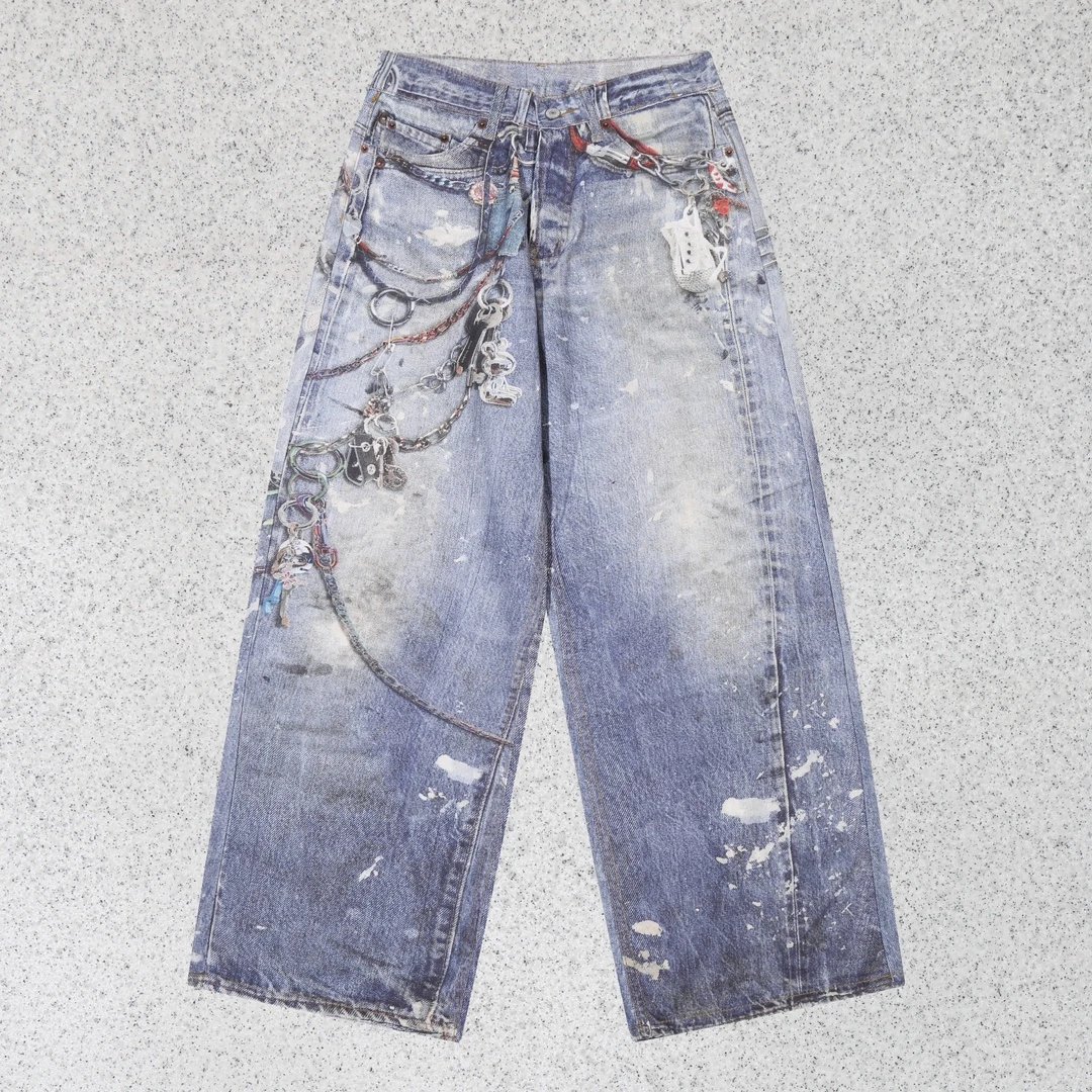 Custom Distressed Denim Pants - 000602