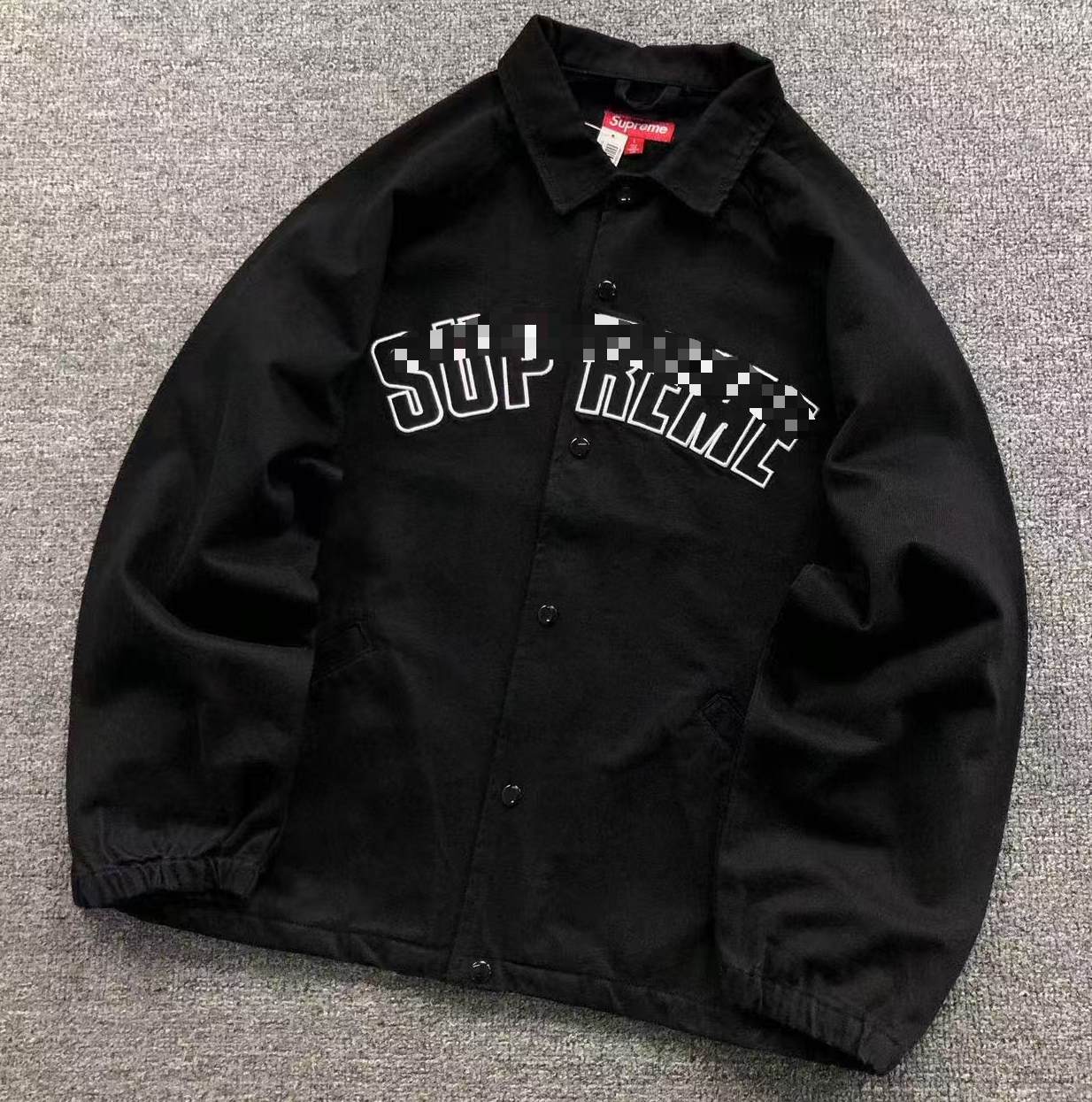 D429 # Micro label Embroidered Letter Jacket Black