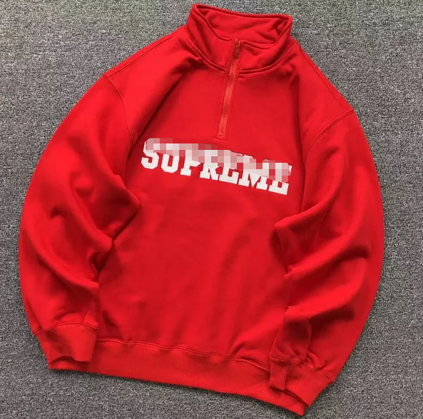 E582 # Half zip hoodie in red