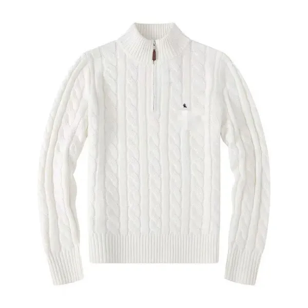 Ralph Lauren Cable Knit Half-Zip Sweater Beige - 3
