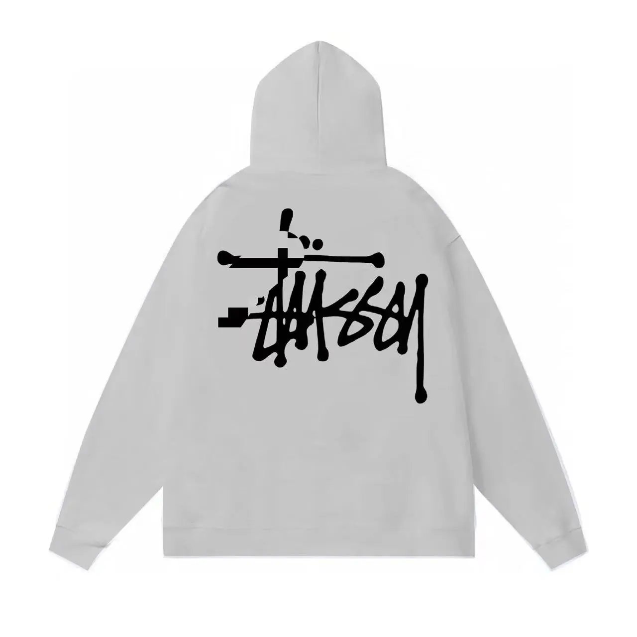 Stussy Hoodie Back Script Logo Grey