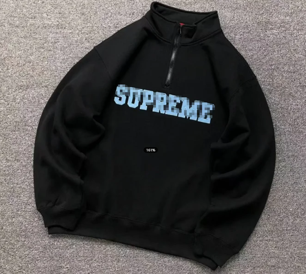 E582 # Half Zipper Hoodie Black