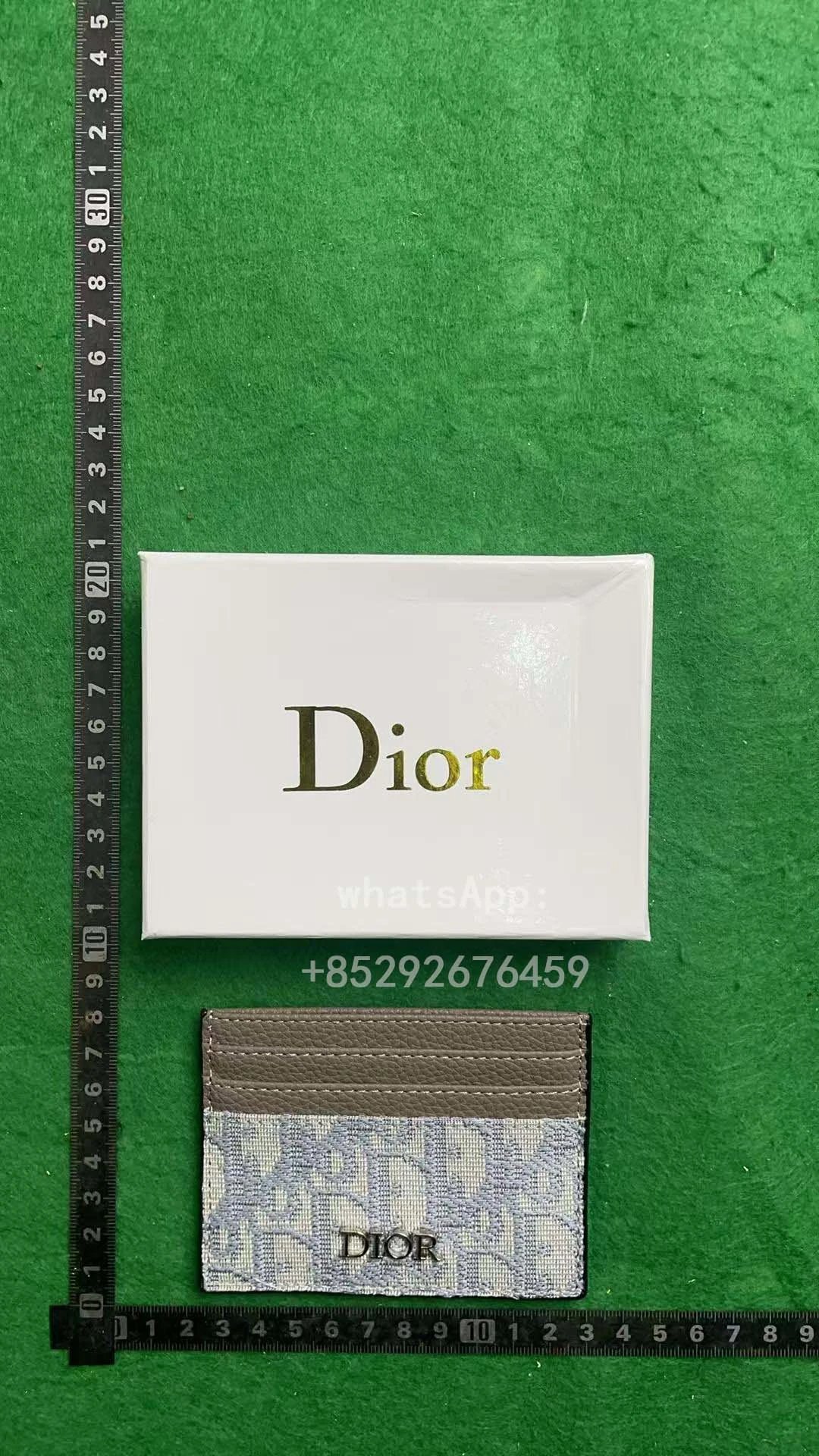 Dior Oblique Print Card Holder in Beige and Gray