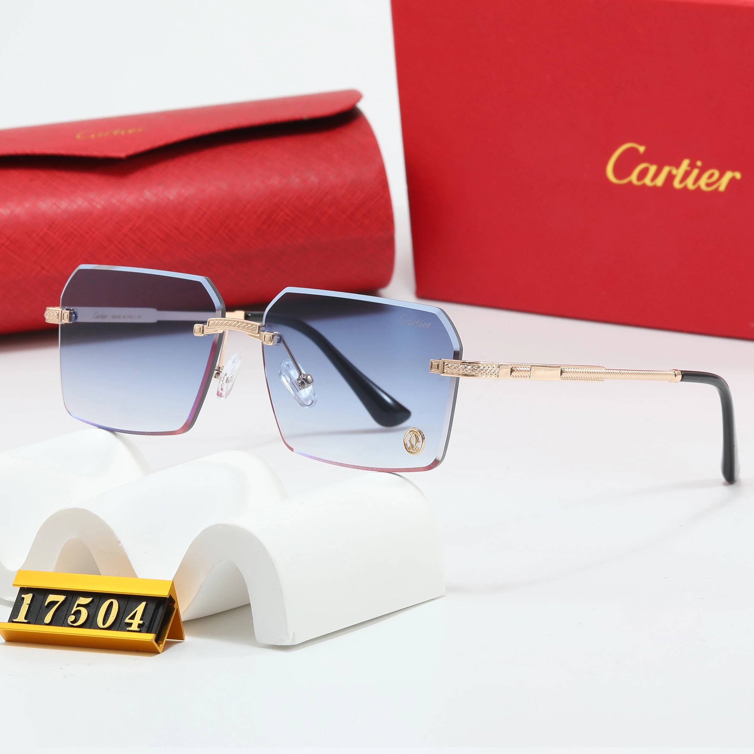 Cartier C de Cartier Rimless Gradient Blue Sunglasses - 12
