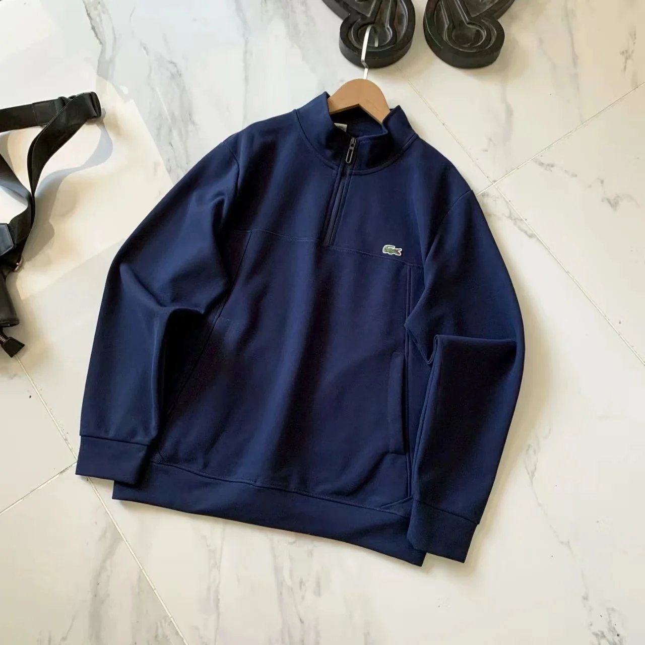 Lacoste Hoodies & Sweatshirts Quarter-Zip Fleece Pullover — Navy Blue