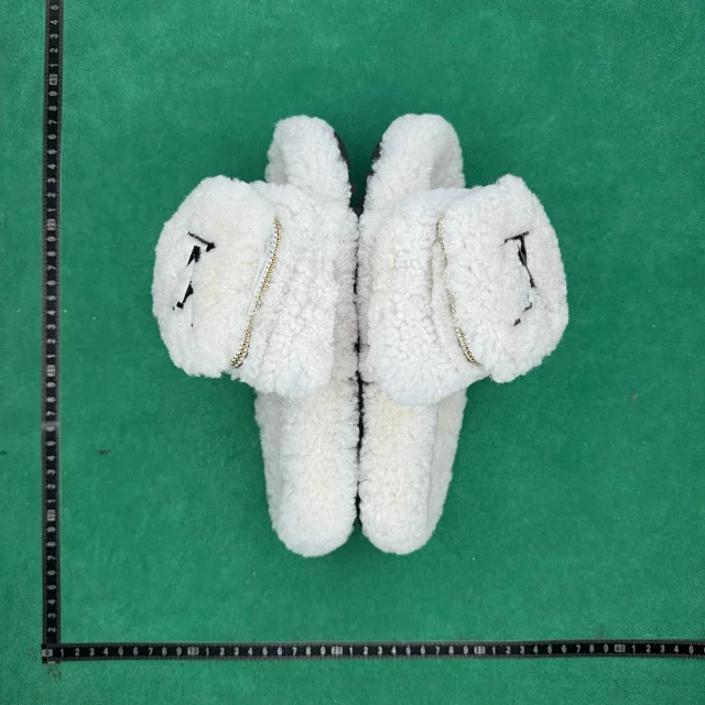 Unbranded Slippers Faux Shearling Open-Toe Slide with Four-Petal Floral Pattern product detail image 8