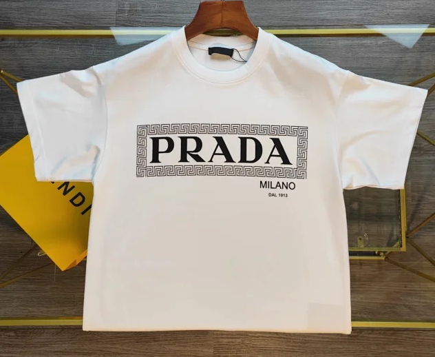 Prada Logo-print short-sleeve T-shirts in two distinct designs — white