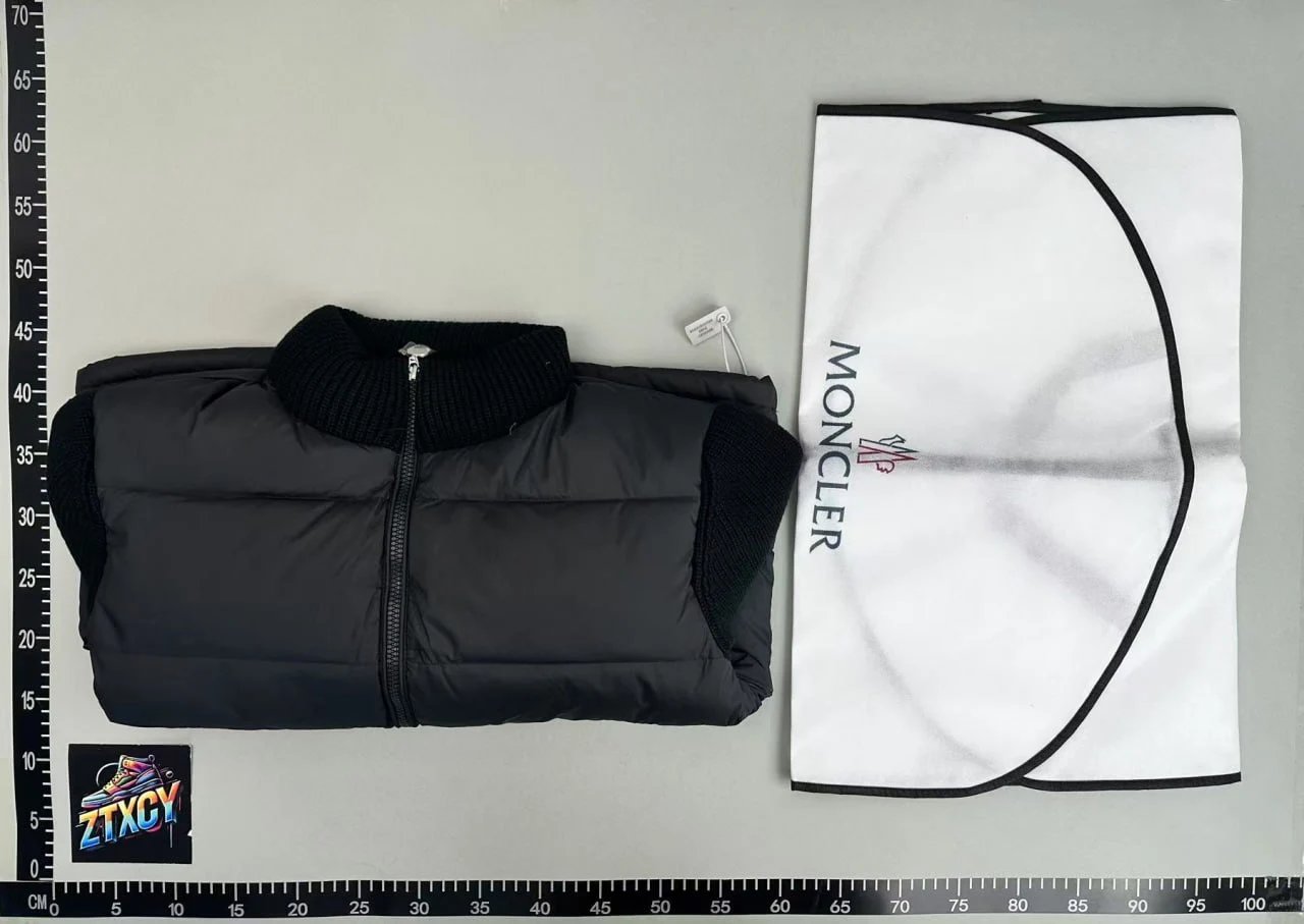 Moncler Genius Down Vest with Knit Sleeves Gray Outerwear - 11
