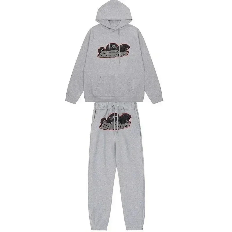 Trapstar "Black Panther" Gothic Lettering Ash Grey Hoodie & Joggers Set - rep Trapstar