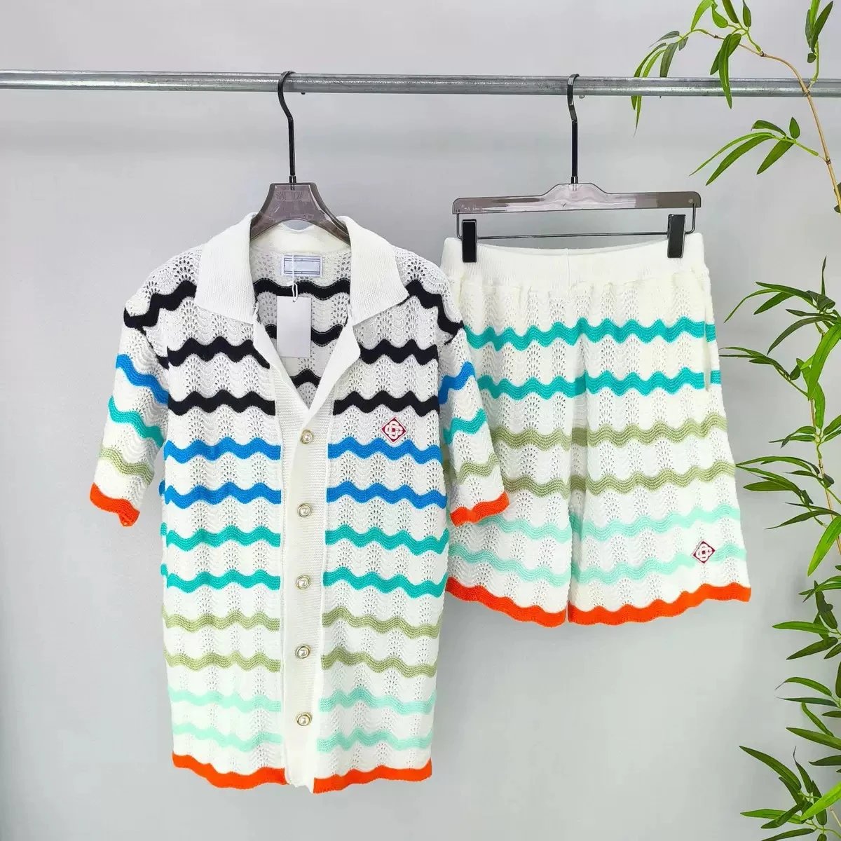 Off-White Zigzag Knit Polo Orange Yellow White - 12