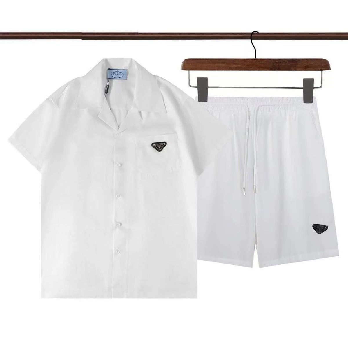 Gucci GG Monogram Print Short-Sleeve Shirt and Shorts Set Beige / Navy Sleepwear product detail 14 in Litbuy spreadsheet finds