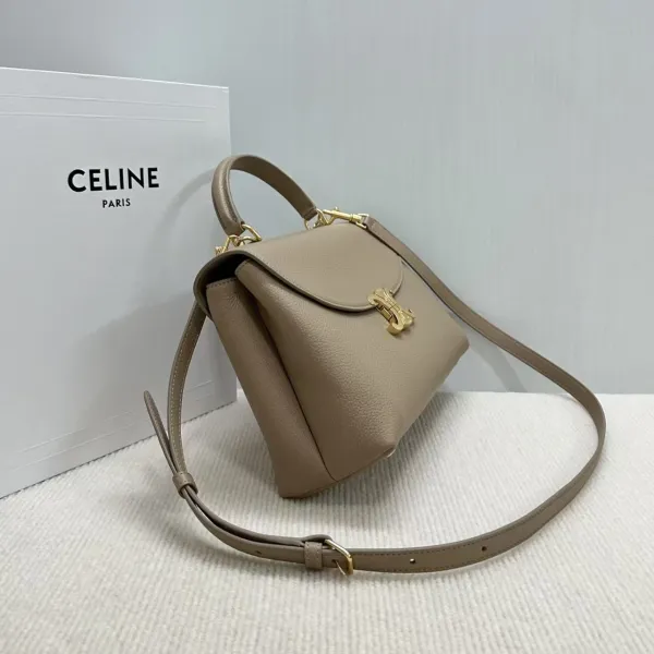 Celine Triomphe Mini Beige Leather Handbag - 2