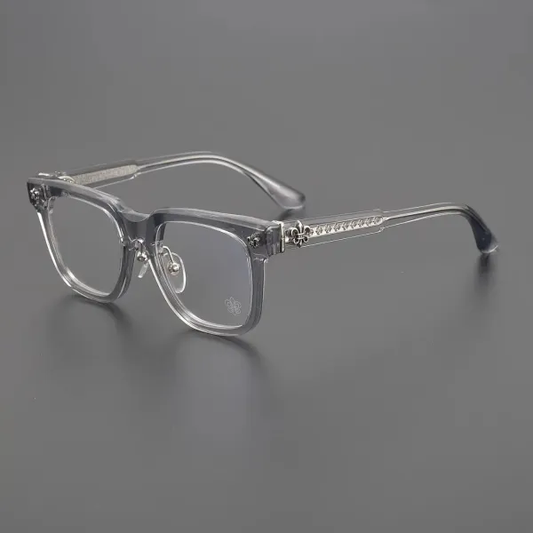Chrome Hearts Eyewear Black Acetate Optical Glasses with Silver Fleur-de-Lis Detail - 3