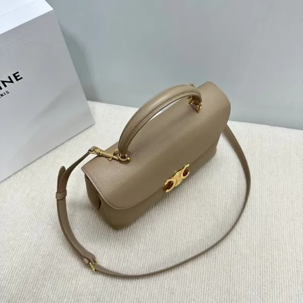 Celine Triomphe Mini Beige Leather Handbag - 9