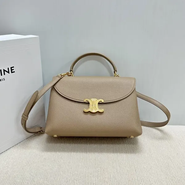 Celine Triomphe Mini Beige Leather Handbag - 8
