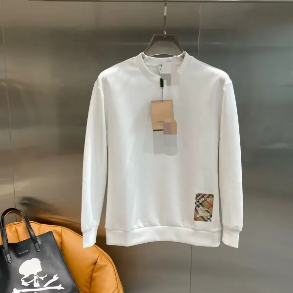Burberry Check Patch Crewneck Sweatshirt White - 1