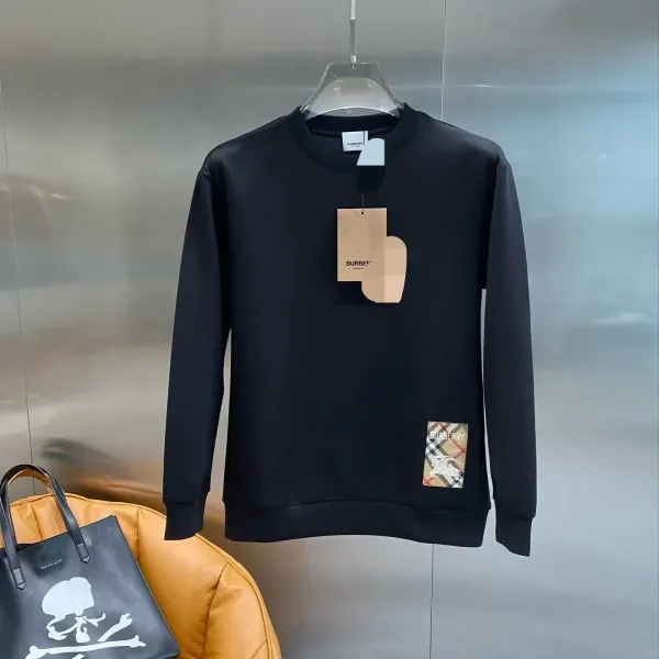 Burberry Check Patch Hoodie Black - 1