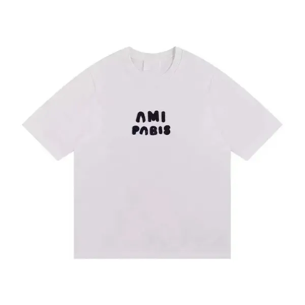 AMI Paris Logo Graphic White T-Shirt - 1