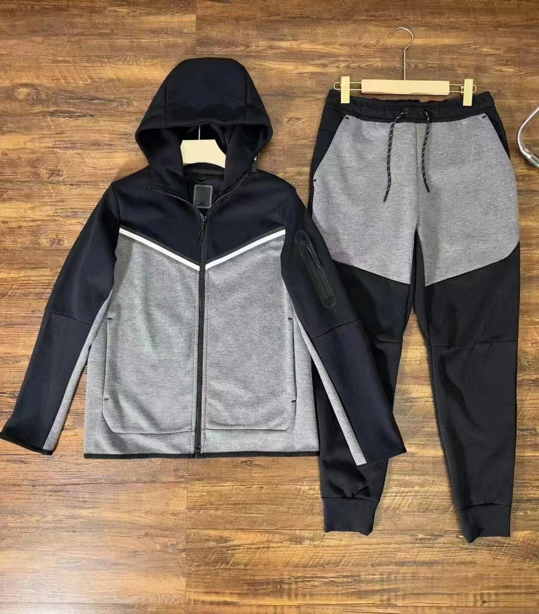 Nike Tech Fleece Hooded Jacket and Joggers Set Gray / Black