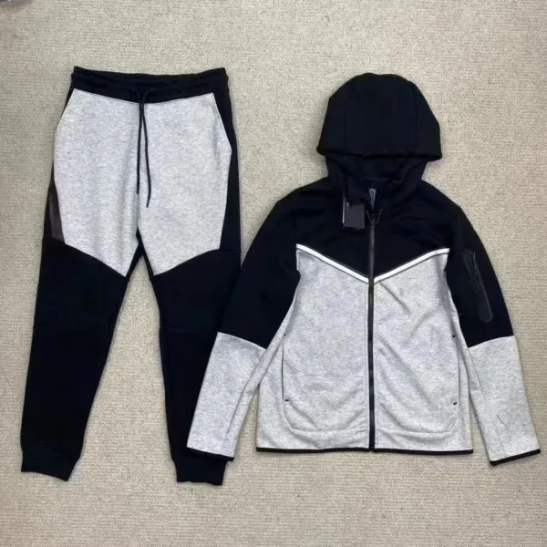Nike Tech Fleece Hoodie and Joggers Gray / Black Tracksuit - 1