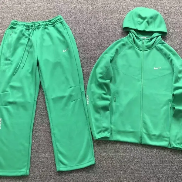 Nike Tech Fleece Hoodie and Sweatpants Set Green Tracksuit - 1