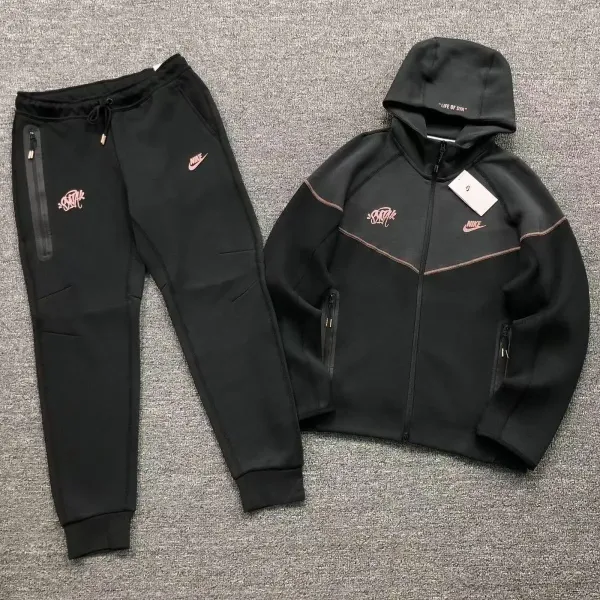 Nike Tech Fleece x SYNTK Black Full-Zip Hoodie and Sweatpants Set - 1