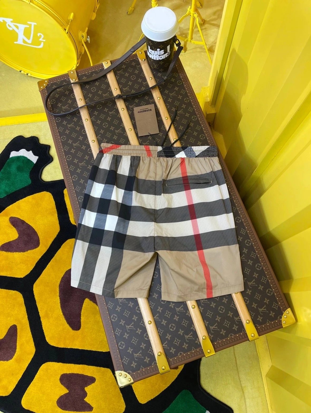 Bashorts*Bao*Summer New INS*Couple Plaid Print Drawstring
