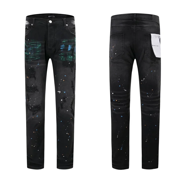 Purple Brand Jeans Distressed paint-splatter skinny product detail image 17