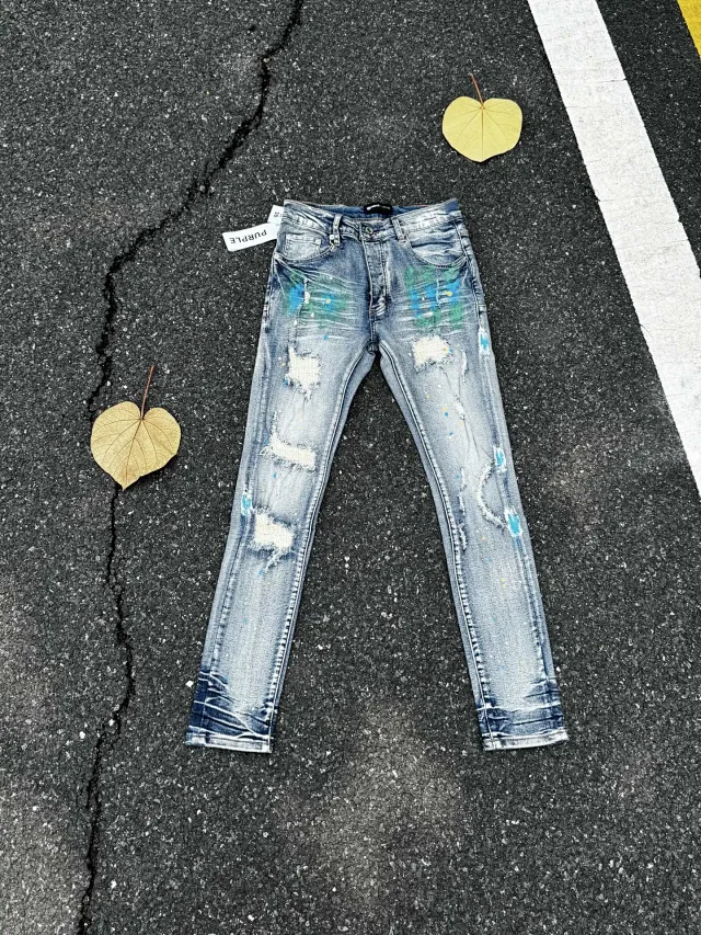 Purple Brand Jeans Distressed paint-splatter skinny product detail image 19