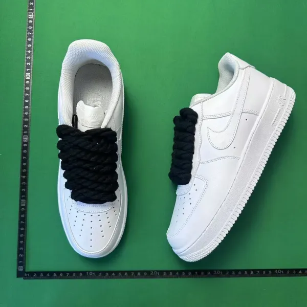 Nike Air Force 1 Low White with Chunky Black Rope Laces Sneakers - 1