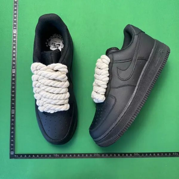 Nike Air Force 1 Low Black with Rope Laces Sneakers - 1