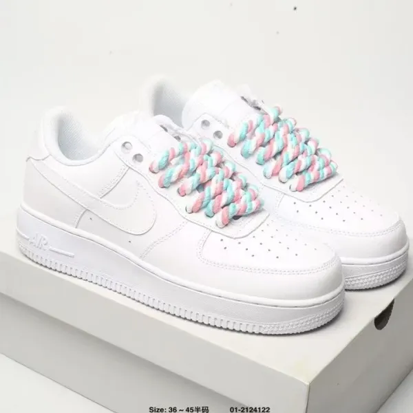 Nike Air Force 1 Low White with Pastel Braided Laces Sneakers - 1