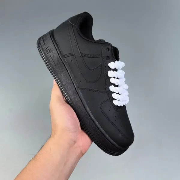Nike Air Force 1 Low Black White Rope Laces Sneakers - 1
