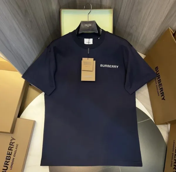 Burberry Logo Print Navy T-Shirt - 1