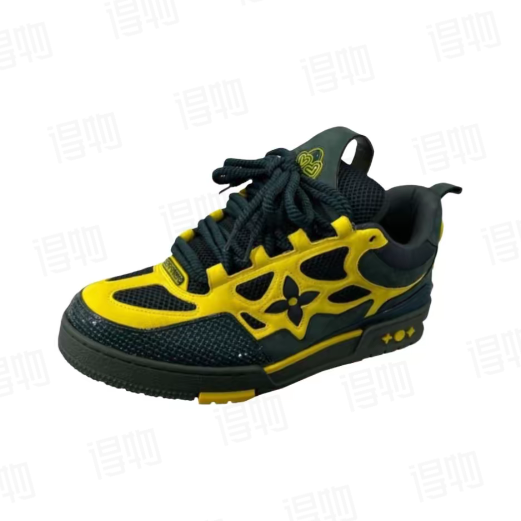 Louis Vuitton LV Skate Sneaker Nubuck Mesh Low 57th Street NYC Exclusive Black Yellow 1ADI2S