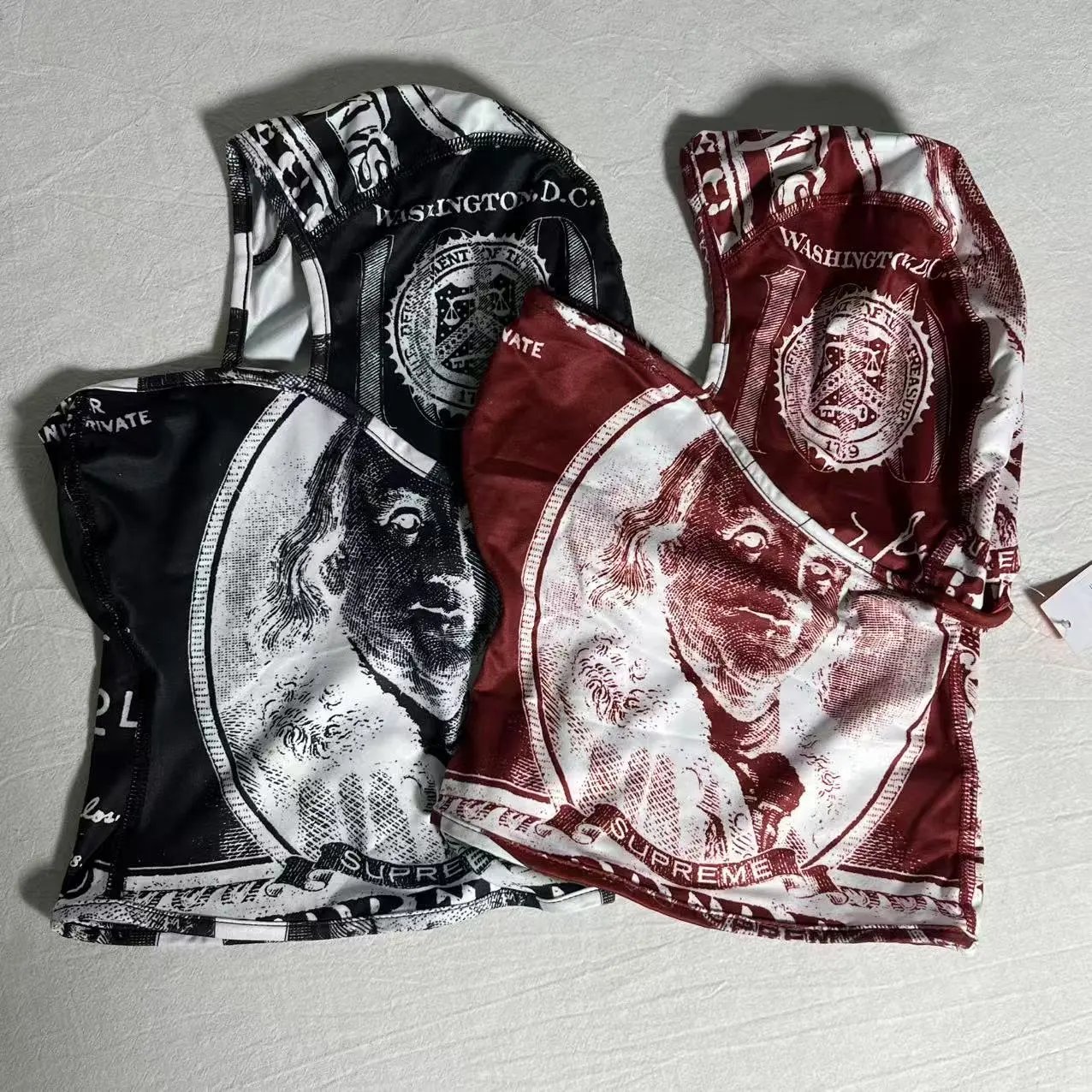 Supreme Black and Red Money Print Crop Top