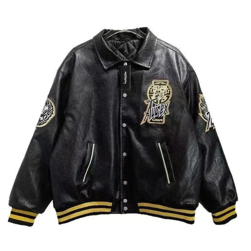 Design Varsity Jacket Orange with Star Embellishments and Script Logo Outerwear - 9