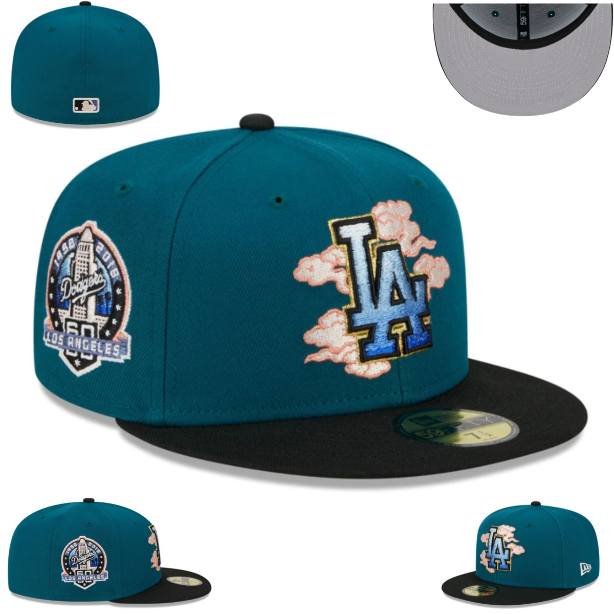 LA Dodgers 60th Anniversary Cloud Graphic New Era Fitted Cap - rep New Era