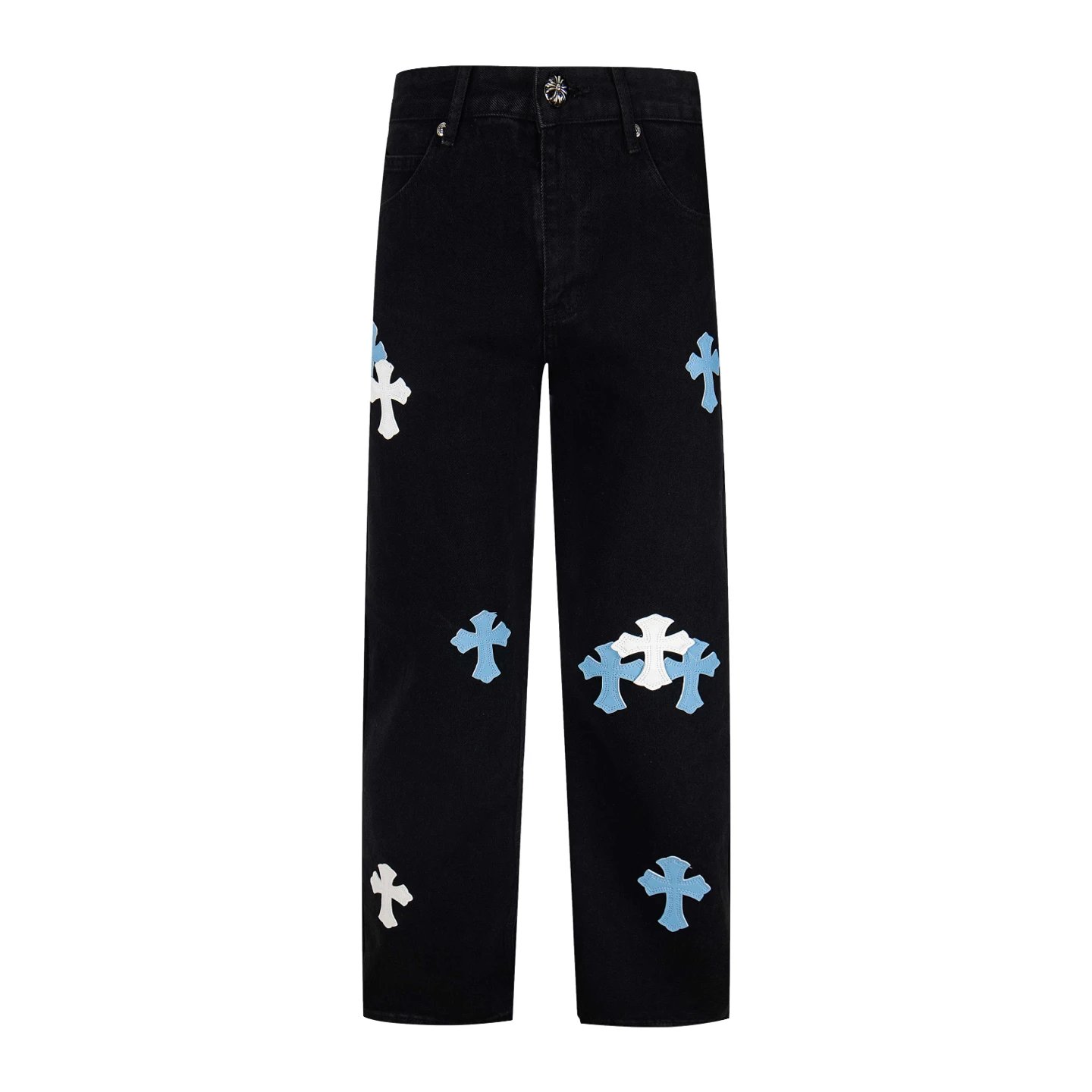 Chrome Hearts Black Cross Embroidery Jeans
