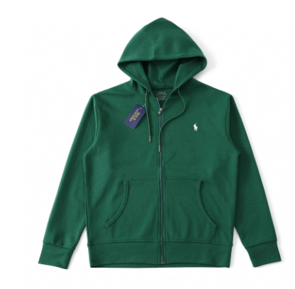 Green rope zipper with green white label