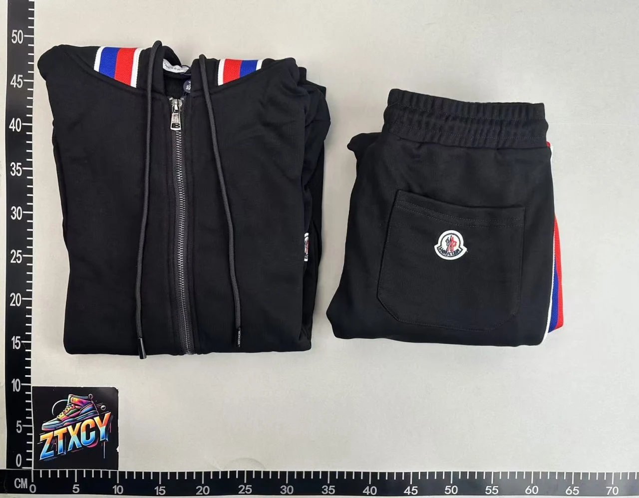 Moncler Genius Tracksuit Black with Red-White-Blue Trim - 1