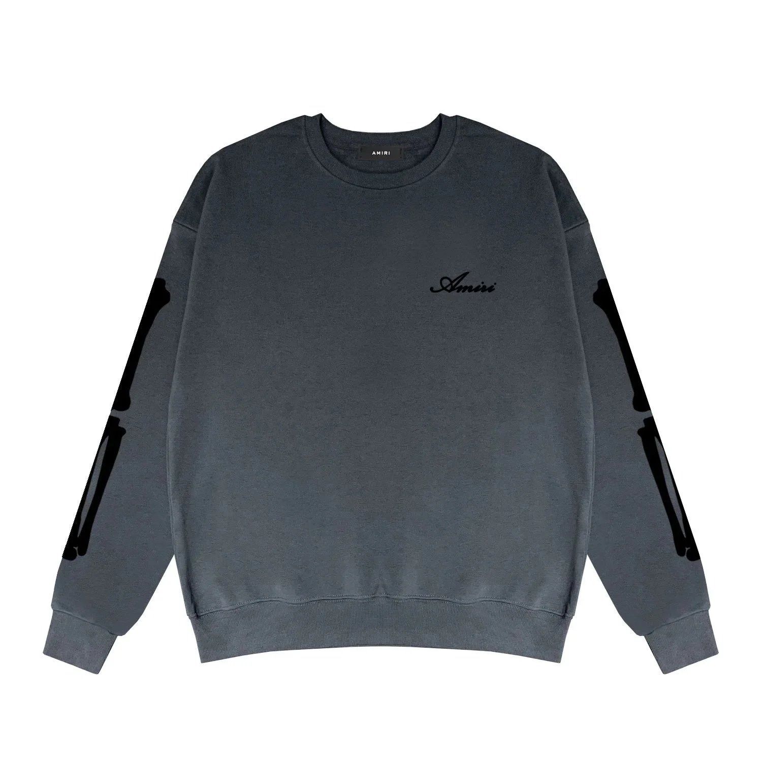 Amiri Skeleton Bone Print Black Crewneck Sweatshirt Sweater - 17