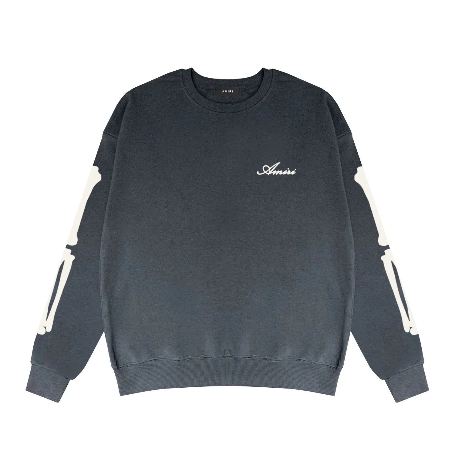 Amiri Skeleton Bone Print Black Crewneck Sweatshirt Sweater - 14