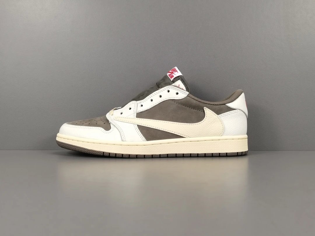 White and Brown Reverse Mocha Swoosh Low-Top Retro Basketball Shoes