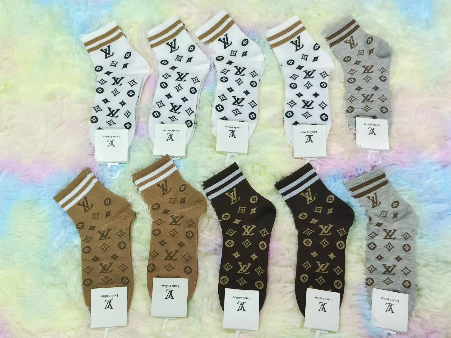 L* Colorful Printed Pure Cotton Crew Socks Top✈